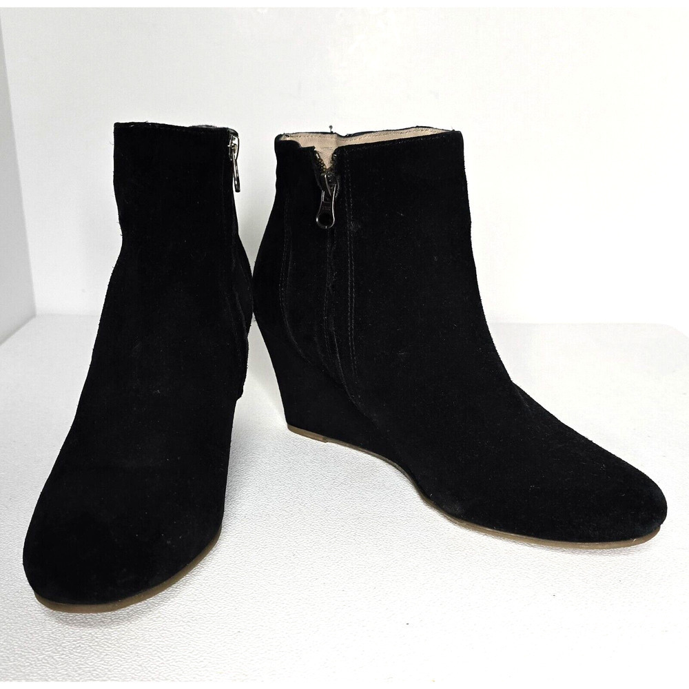 Women's Boden BLACK Suede Wedge Heel Booties Boots Sizes EU 39